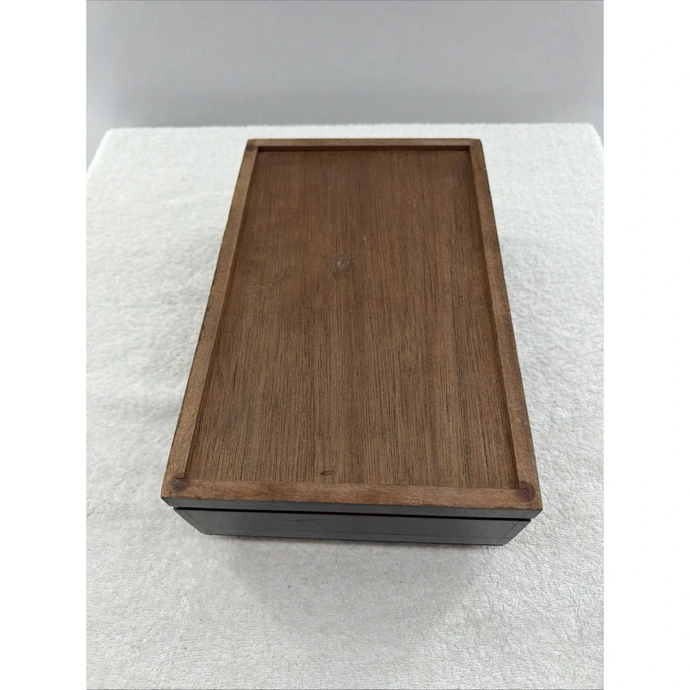 Vintage Wood Unisex Jewelry Box W Tray Multiple Components Cherry Wood Tone